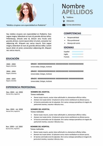 ejemplo de curriculum vitae medico