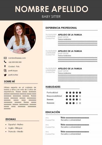 ejemplo de currículum para niñera o canguro