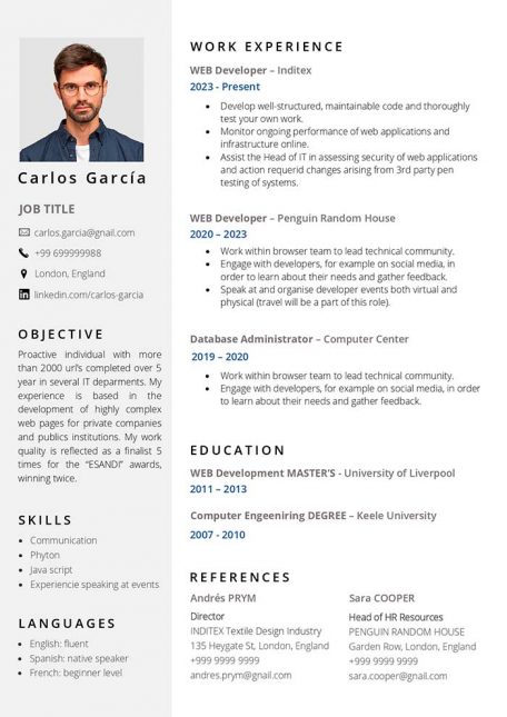 Curriculum Vitae En Ingles Para Editar En Word Cv English