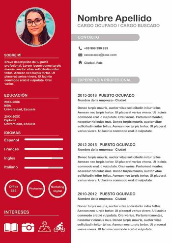 formato curriculum vitae photoshop psd