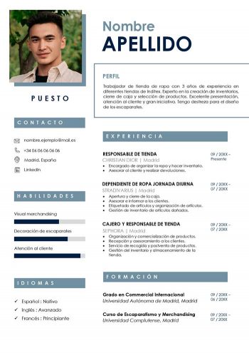 ejemplo de curriculum tiendas de ropa