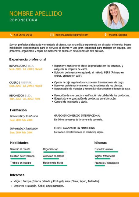 curriculum para mercadona