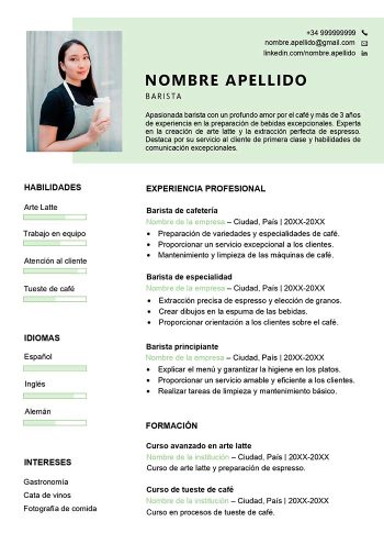 ejemplo de curriculum de barista