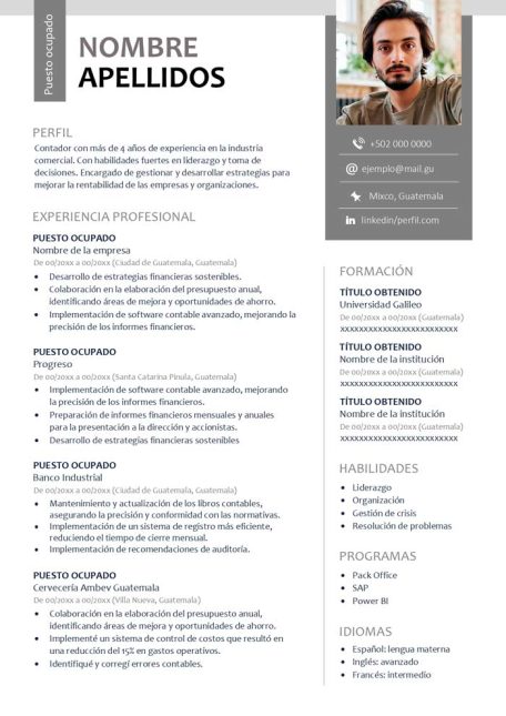 ejemplo de currículum guatemala
