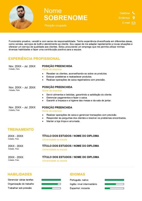 ejemplo de curriculum vitae brasileiro