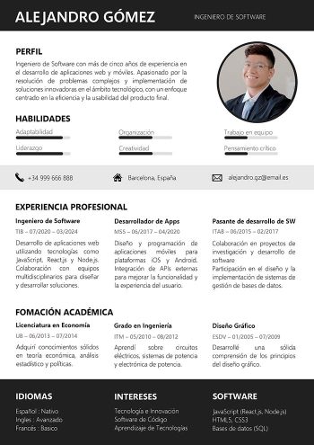 diseño de curriculum vitae elegante