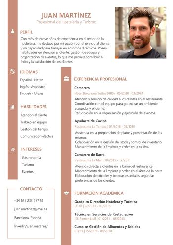ejemplo de currículum para hostelería