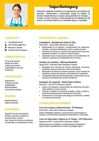 ejemplo de currículum para limpiadora