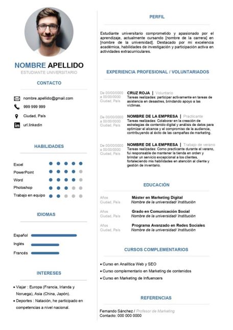 ejemplo de currículum vitae universitario