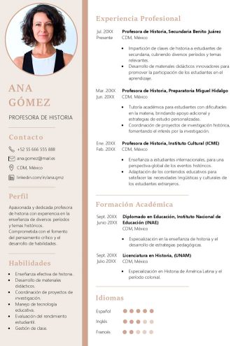 diseño curriculum vitae historia