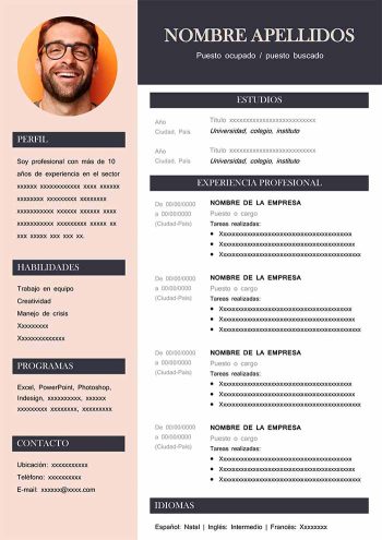 plantilla de curriculum con foto redonda