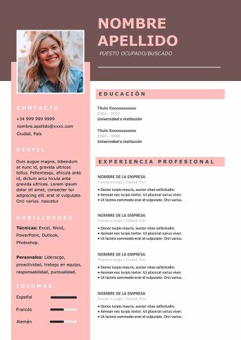 plantilla curriculum vitae rosa