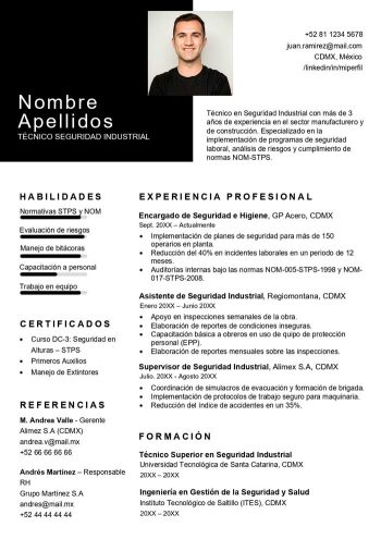 ejemplo de curriculum seguridad industrial