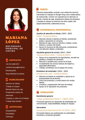 curriculum vitae burger king ejemplo para descargar gratis