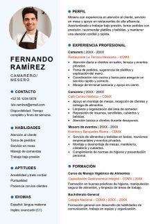 ejemplo de curriculum vitae camarero para descargar gratis