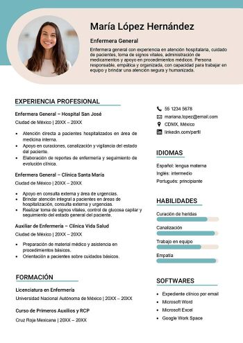 modelo de curriculum vitae enfermeria