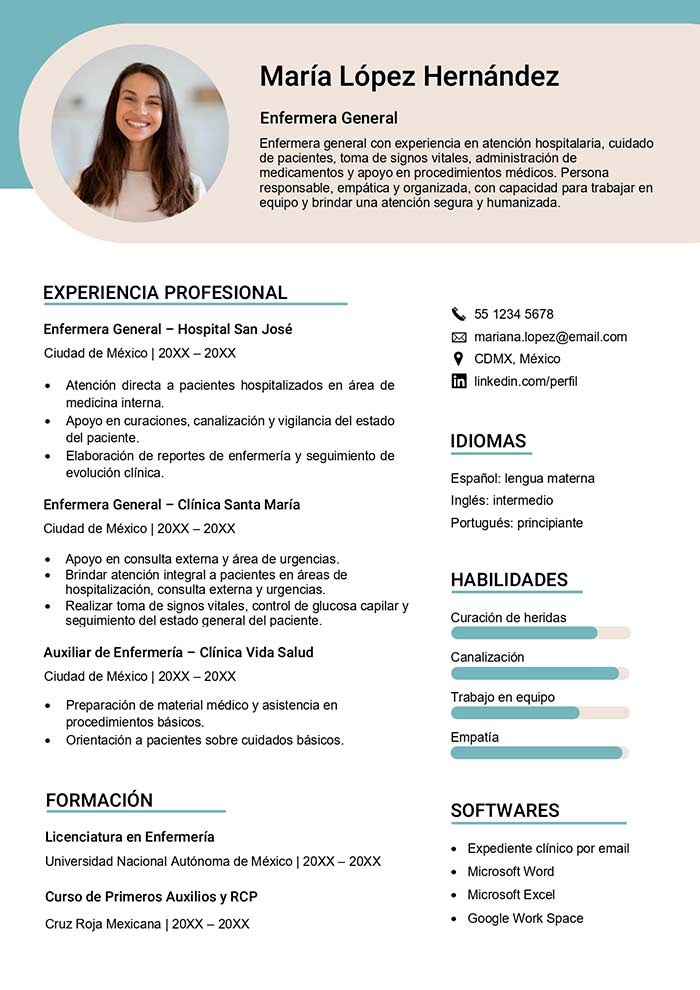 ejemplo curriculum vitae enfermeria para descargar gratis