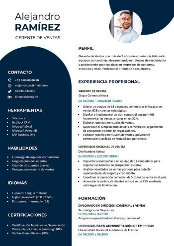 plantilla de curriculum vitae azul para descargar gratis