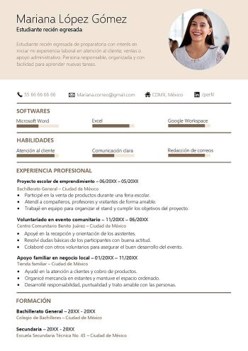 curriculum sin experiencia modelo