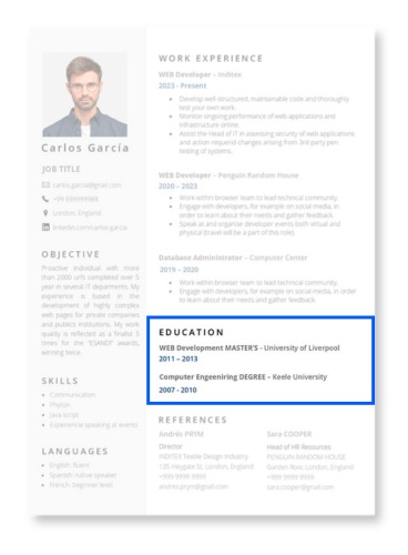 educacion-cv-en-ingles